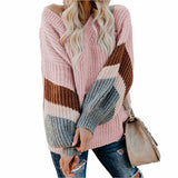 2025 New Sweater Women Autumn And Winter Explosion Chicken Heart V Neck Lantern Sleeve Striped Knitted Shirt