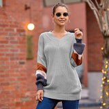 2025 New Sweater Women Autumn And Winter Explosion Chicken Heart V Neck Lantern Sleeve Striped Knitted Shirt