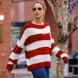 New Women's Clothing In The Autumn And Winter Of 2025, The New Women's Sweater Round-Necked Striped Knitted Shirt