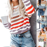Fashion Striped Tendered Sweater Female Autumn 2025 Winter Student Blouse Burst Knitted Shirt