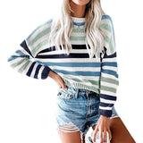 Fashion Striped Tendered Sweater Female Autumn 2025 Winter Student Blouse Burst Knitted Shirt