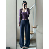 Ocean Wears A Female Autumn Fashion Temperament Purple Knitted Cardigan Vest Sling Pants Three-Piece Set