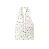 ZARZ Homemade New Women's Classic Bridegage Bow Ornament Print Hanging Neck Top HZ0107