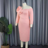 New One-Shoulder Sexy Three-Dimensional Floral Dress Dress Elegant Body-Supling Party Dress Dresses HZ0107