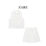 ZARZ Homemade New Women's Oceaned Bags Vest With Belt Casual Shorts HZ0107