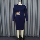 Personality Embroidered Long-Sleeved Evening Dress Lotus Side Party Long Dress Evening Dresses HZ0107