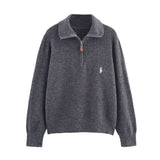 ZARZ Homemade New Women's Seam Smouse Casual Embroidery Zipper Jack T-Shirt HZ0107