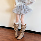 Kaki Boots Children Summer With Skirts Thin Velvet Boots Xinjiang Trousers Pile Boots HZ0107