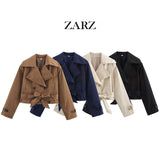ZARZ Homemade New Women's Style Casual Coloring 4-Colored Belted Wind Coat HZ0107