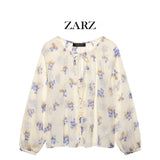 ZARZ Homemade New Women's Classic Flower Printed Transparent Shirt 2587/056/330 HZ0107