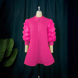 Autumn Temperament Commuting Small Straight-Necked Cardigan Dress Designer Folded Short-Sleeved Top Dress Dress HZ0107