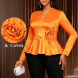 Women's Fashion V-Neck Bubble Sleeve Perspective Dress High Waist Nails Mid-Dresses HZ0107