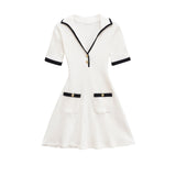 ZARZ Homemade New Women's Ocean Gas V-Neck Skirt Metal Button Thread 4770154 HZ0107