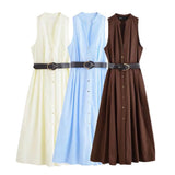 ZARZ Homemade New Women's Classic´ø V-Neckless Muffin Dress 5029101 HZ0107