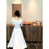 High-Level Feeling Irregular Collar Design Oblique Shoulder To Waist Dress Women's Summer 2025 New Fashion Elegant Trend