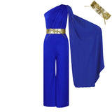 Pants Women's 2025 Spring And Summer New Fashion Temperament Collar Splicing Folding OL High-Waisted African Jumpsuit HZ0107