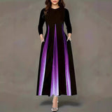 2025 Explosion A-Shaped Dress Spring And Autumn Round Temperament Famous And Printed Gradient Dress