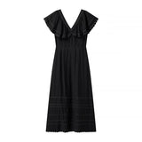 ZARZ Homemade New Women's Classic Fashion V-Neck Flying Sleeves Lotus Leaf Dress HZ0107