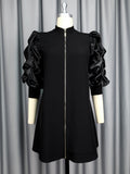 Autumn Temperament Commuting Small Straight-Necked Cardigan Dress Designer Folded Short-Sleeved Top Dress Dress HZ0107