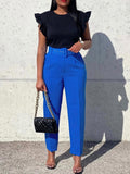 Spring 2025 New Elegant OL Professional Trousers Thin Small Foot Pants African High-Waisted Casual Pants HZ0107
