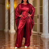 AM03011 Lantern Sleeves To Close The Waist 100 Pleated Skirt Comfort Commuter Leisure Dress HZ0107