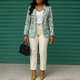 D541 Women's Ebay Printed Long-Sleeved Shirt Temperament Elegant Broad Leg Pants Fashion African Set HZ0107