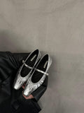 Flat Silver French Spring And Autumn Small Single Shoes Children 2025 New Burst Skirt Mary Jane Evening Shoes HZ0107