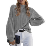 Autumn/Winter 2025 New Loose Half-High Collar Knitwear Women's Solid Color Turtleneck Sweater
