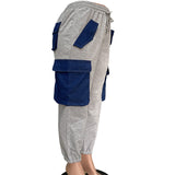 Women's Casual Pants Women's Street Personality Imitation Denim Big Pocket High-Waisted Trousers HZ0107