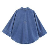 ZARZ Homemade New Women's Wide Sleeved Denim Shirt High Waisted Rolled Legged Jeans HZ0107