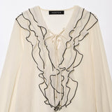 ZARZ Homemade New Women's Oceanic Laminated Semi-Transparent Shirt 3897/052/712 HZ0107