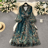 2025 Early Spring New French High-End Feel One-Sape-Style T-Shirt With Belt-Print Dress Women's Light Luxury Elegant Long Dress
