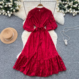 Gentle Windy Woman Languid Languid Breeze With Long-Sleeved Knitted Shirt + High Waist Swing Sweater Half-Dress Skirt