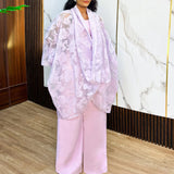 AM040614 Party Party Wind Pink Dress Fashion Perspective Sleeve High Waist Dress Dress HZ0107