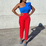 D423 Women's Clothing Large-Size Fashion Temperament Casual Thin High-Waisted Trousers Solid African Professional Pants HZ0107