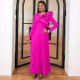 AM030116 Round Collar Three-Dimensional Decorative Folds Skirt Styling Party Party High Waist Dress Dresses HZ0107