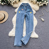 Fashion Ocean Gas Three-Piece Loose Wind Letter Embroidered Cardigan Jacket Bottom High Collar Knitting Tops Broad Legs