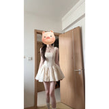 Age-Reduced Lazy Temperament Red Knitted Cardigan French Wave Dot Square Slings To Collect Waist Thin A Word Skirt