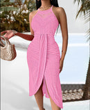 Women's New 2025 Spring And Summer Hip Hop Street Man Skirt Hanging Neck Sleeveless Irregular Dress Dress Dress HZ0107