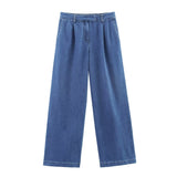 ZARZ Homemade New Women's Wide Sleeved Denim Shirt High Waisted Rolled Legged Jeans HZ0107