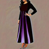 2025 Explosion A-Shaped Dress Spring And Autumn Round Temperament Famous And Printed Gradient Dress