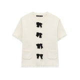 ZARZ Homemade New Women's Bow Trim With Short-Sleeved Knit Coat Knitted Miniskirt HZ0107