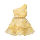 ZARZ Homemade New Women's Clothing Sexy Single Shoulder Waisted Waist Dress HZ0107