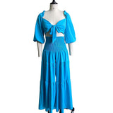 D2202525 Summer Wrapped Bra Strap Wide Leg Pants Large Size Two-Set Casual Suit HZ0107