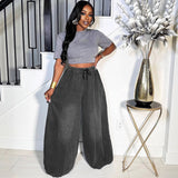 Women's Loose Jeans New Women's Street Casual Loose Waist Wide Leg Pants HZ0107