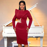 Personality Embroidered Long-Sleeved Evening Dress Lotus Side Party Long Dress Evening Dresses HZ0107