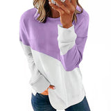 2025 Autumn New Long-Sleeved Round Neck Bump Color Loose Shirt T-Shirt Top Woman