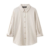 ZARZ Homemade New Women's Classic Adjustable Short Sleeve Striped Shirt 9064/550 HZ0107