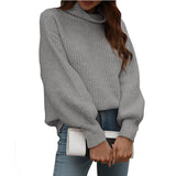 New Solid-Color Knitted Shirt Women's High-Collar Women's New High-Collar Sweater In Autumn And Winter 2025