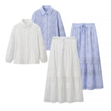 ZARZ Homemade New Women's Lace Sticker Shirt Loose Dresses Two-Piece Set HZ0107